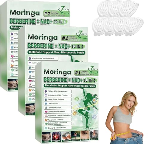 Moringa NAD+ 10 in 1 Nano Micro Needle Patch 2026 New Moringa x Berberine Patch Gentle for Sensitive Skin Suitable for Men and Women of All Body Types (3 Pack)