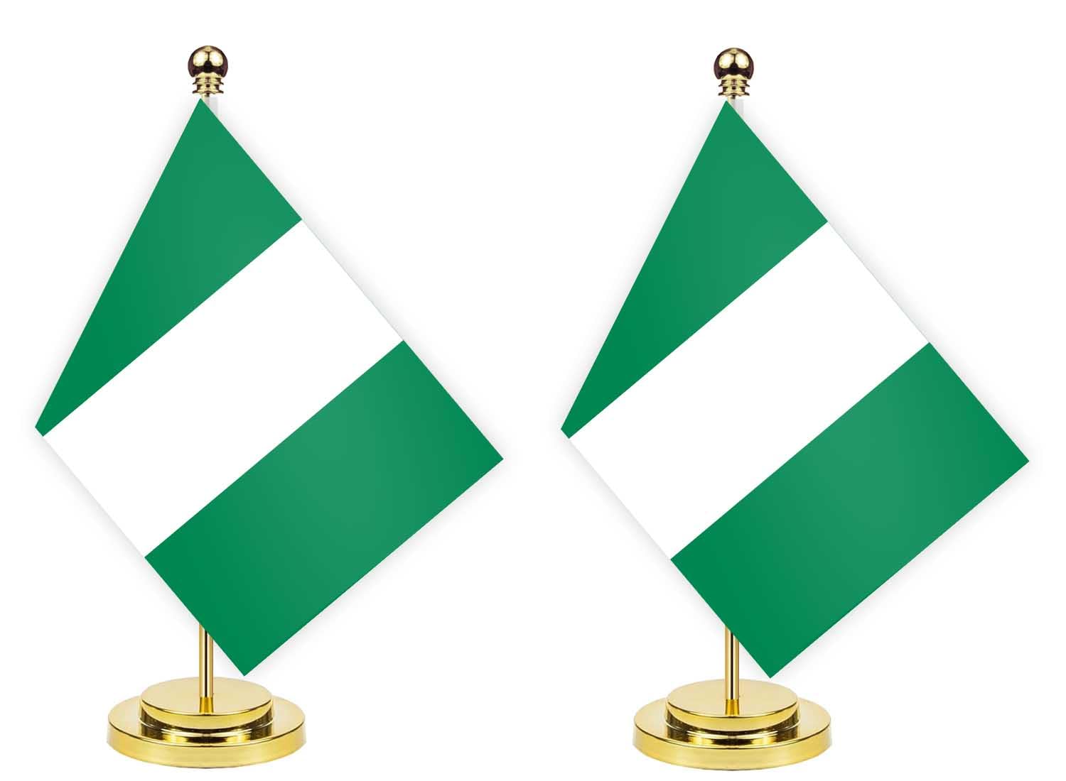 2PCS Nigeria Desk Flag,12 inch Tall Small Nigerian Indoor Banner,Tiny Printing Decor For Office Home Table