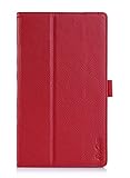 ProCase Dell Venue 8 7000 7840 Android Tablet Protective Case with Bonus Stylus Pen Flip Stand Leather Folio Cover for 2015 Dell Venue 8 7000 Series 7840 Android Tablet (Red)