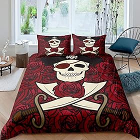 Castle Fairy Dagger Pirate Duvet Cover Full Skeleton Rose Comforter Cover Set for Teens Bedroom Child Bloom Flowers Bed… 51wRkpif8GL. SS280