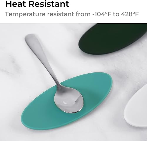 Miniatura 5 de Carrotez Soporte para cuchara de café de silicona, 2 piezas (0.2 x 1.6 x 3.74 pulgadas), soporte para cuchara flexible en forma de almendra para