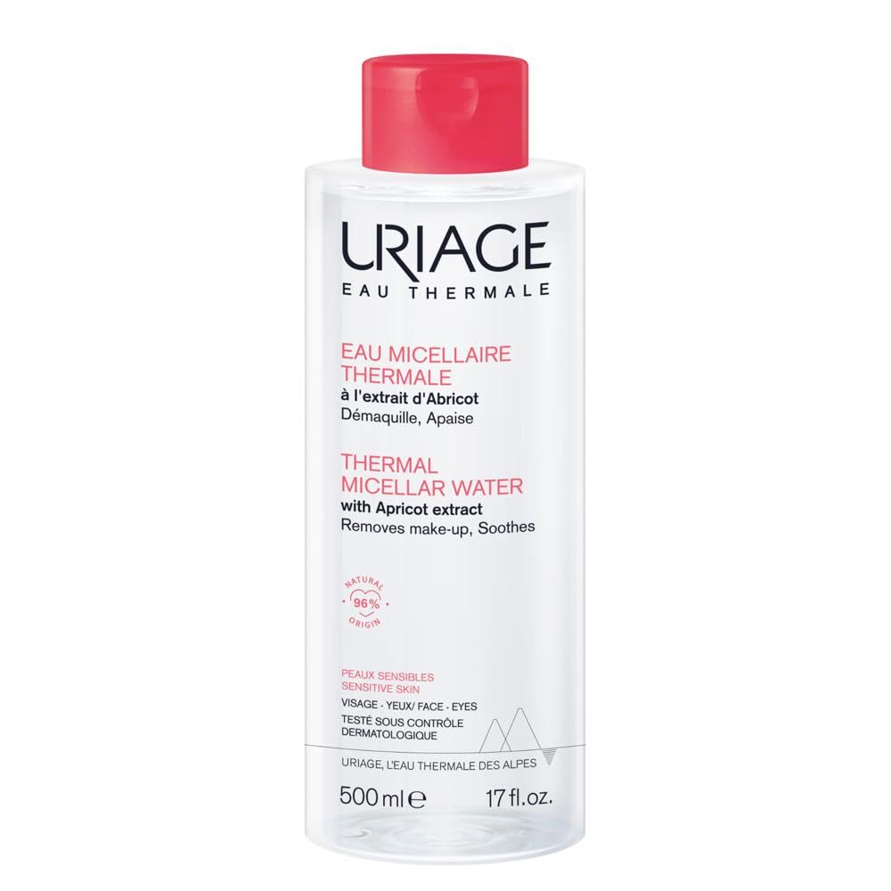 Uriage Mizellen Thermalwasser für Empfindliche Haut - Gesicht & Augen - 3-in-1: Reinigt, entfernt Make-up & Beruhigt - fruchtig-blumiger Duft - 96% Inhaltsstoffe Natürlichen Ursprungs - 500ml