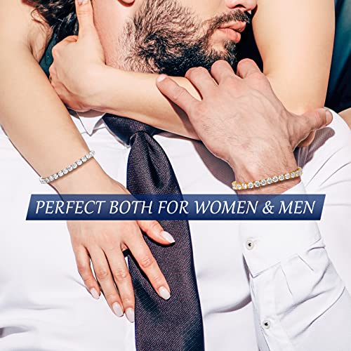 Moissanite Tennis Bracelet for Women Men 2.11-21Carats Moissanite Bracelet 18K White/Yellow Gold Plated 925 Sterling Silver Bracelets 2/3/4/5MM D Color VVS1 Round Brilliant Cut Bracelets 6-8.5Inch2