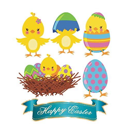 Amosfun Nursery Wall Sticker Happy Easter Kids Room Colorful Egg Chicken Wall Sticker Removable Vinyl Mural Wallpaper Decoration For Childrens Room #TOP15