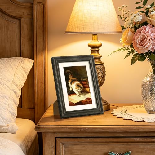 Image of upsimples 5x7 Picture Frame, Vintage Frames Decor, 1Pack Black & Gold | Fit 4x6 and 5 x 7 Photo, Wall or Tabletop Display, Antique-style Decoration, Rustic Farmhouse Decor, For Weddings