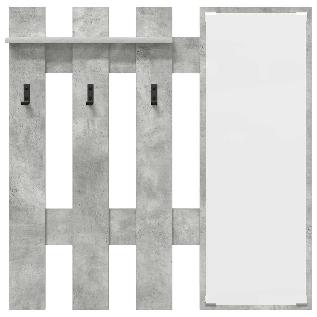 Appendiabiti da Parete Grigio Cemento in Legno 100x10x100 cm | Pannello attaccapanni moderno con ripiani a vista per ingresso e corridoio. Soluzione salvaspazio grigio cemento.