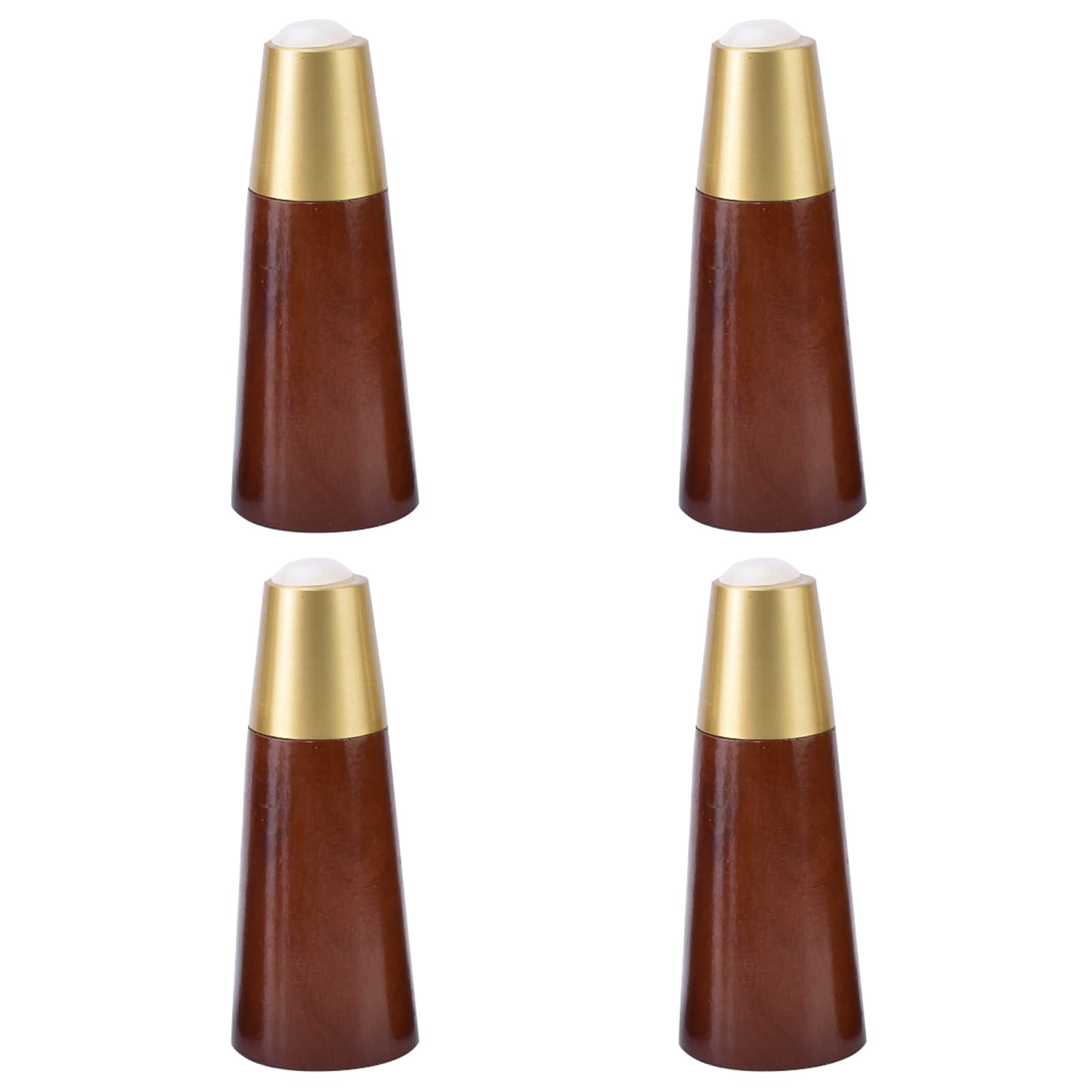 FCXURKOD Mid-Century Modern Wooden Furniture Legs Round Tapered with Brass Base Set of 4 Replacement Legs for Cabinets Coffee Tables Sofas Ottomans (Brown 20cm/7.87in)
