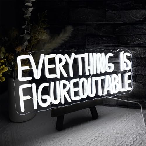 Image of Mutank Everything is Figureoutable Neon Sign, USB Powered Dimmable LED Motivational Neon Light, for Inspirational Office Decor Workspace School Room Desk Wall Decor, Gift For Entrepreneur(15.7*6.2 in)
