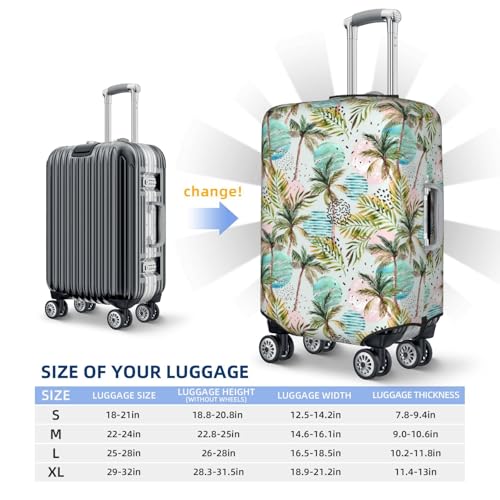 Watercolor Palm Tree Print Luggage Covers For Suitcase,Elastic Washable & Stretchable Suitcase Covers For Luggage, Anti-Scratch - Fits 18-32 Inch Luggage-No Luggage Included4