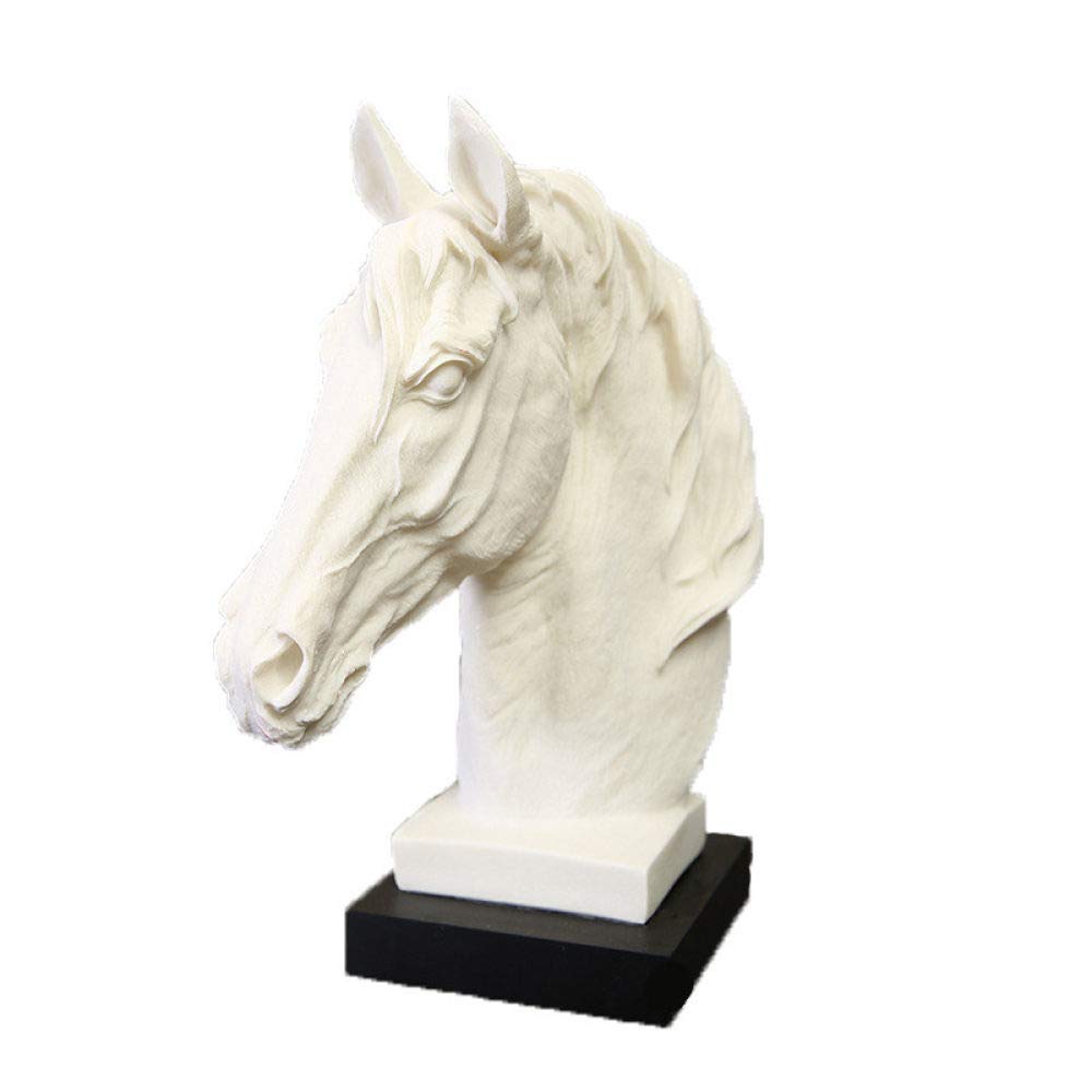 Continental Horse Head Statues White Sandstone Animal Resin Art&Craft Home Decoration Accessories
