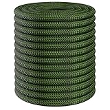 X XBEN Braided Polyester Arborist Rope 1/2 inch X 100ft, 48 Strands, 12 Inner core,5174 LBS Breaking Strength Outdoor Ropes, Arborist Rigging Rope for Rock Hiking Camping Swing Tree Rescue,Green