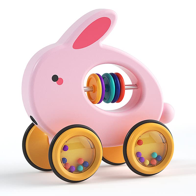 Pulling Rabbit Toy Car for Kids with Four Natural Wheels and a Long String for Pulling Along, Pulling Toy Bunny for Toddlers 1 to 3 Years Old, Baby Girls Pull Along Toy 12 Months and Up