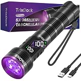 365nm 5-LED UV Taschenlampe Aufladbar, Schwarzlicht mit LCD-Display