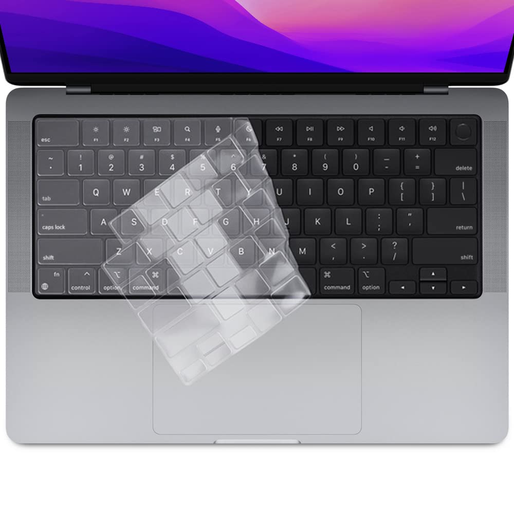 ProElife Ultra Thin Keyboard Cover Skin for 2023 2022 MacBook Air 13.6 inch 15 inch M2 Chip (A2681/A2941) & 2023-2021 MacBook Pro 14.2 inch 16.2 inch M2 M1 Pro/Max (A2779/A2442/A2780/A2485) Accessory