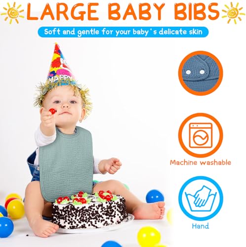 Image of Toulite 6 Pack Muslin Baby Bibs Baby Bandana Drool Bibs Cotton for Unisex Boys Girls Soft Absorbent for Teething and Drooling