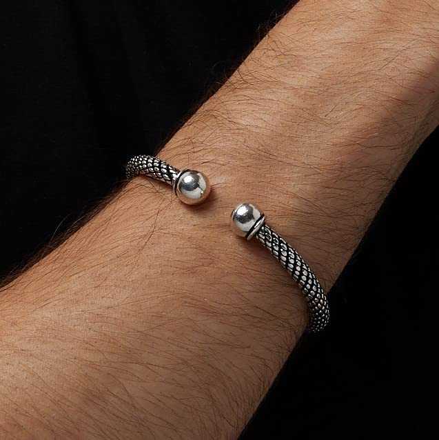 Mens Heavy 925 Sterling Silver Bangle Bracelet, Torque Silver Bangle Cuff for Men - Original Design Rope Torque Bangle4