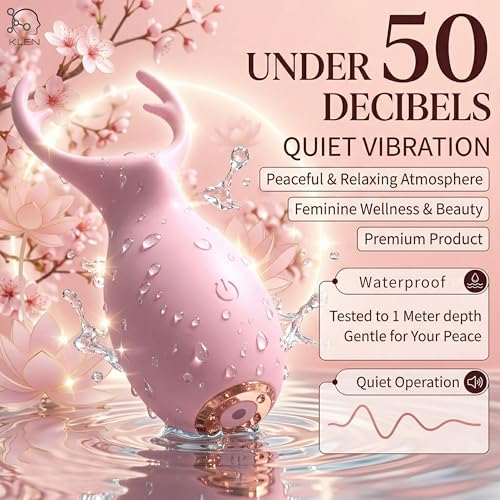 Image of KLEN Electric Handheld Women Body Massager Machine Portable Waterproof Mini Massage Device with Soft Silicone Head Rechargeable Vibration Wellness Stress Relief and Self Care Relaxation Product (Pink)