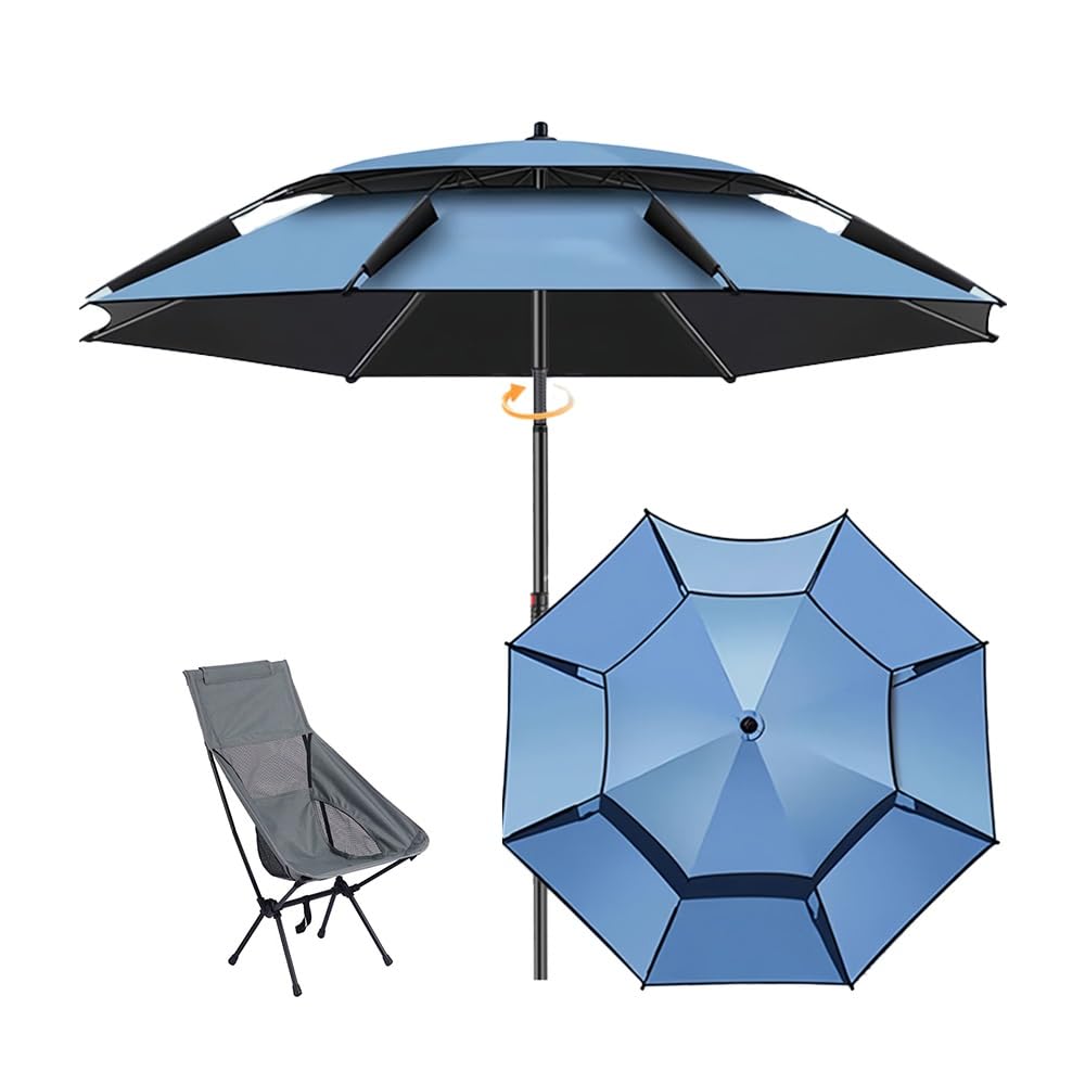 Duży parasol plażowy 240 cm ochrona przed promieniowaniem UV parasol wędkarski regulowany parasol basenowy 360° przenośny schronienie słoneczne z paskiem do noszenia idealny na zewnątrz i do rekreacji