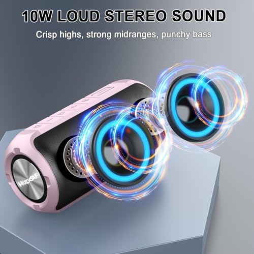 Image of Hupoaf Bluetooth Speaker, 2026 New Portable Wireless Speaker with 6D Loud Sound, IPX7 Waterproof Stocking Stuffers, HD Call, RGB Lights, 12H Playtime for Home /Party /Outdoor /Beach, White Elephant Gift