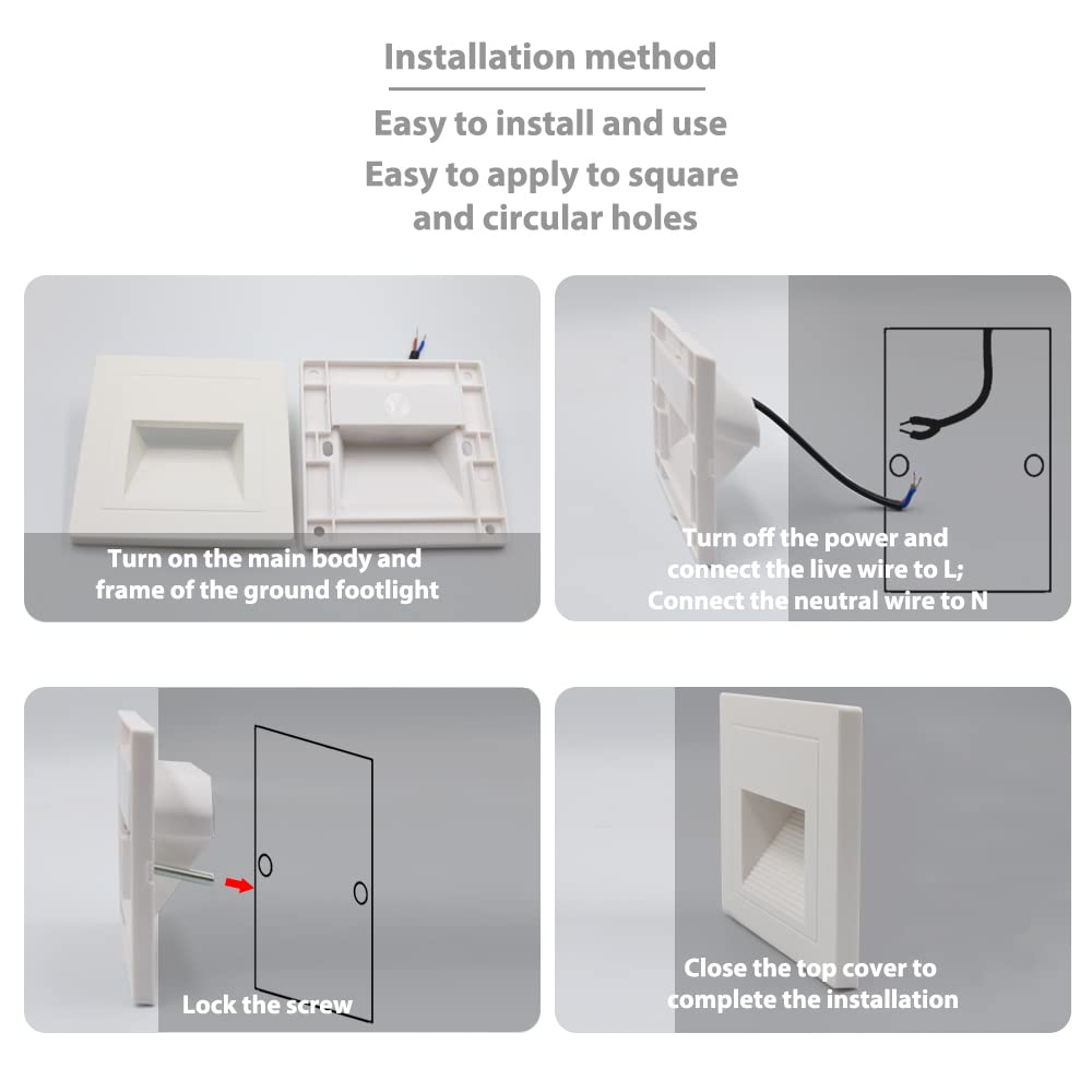 Arotelicht LED Treppenlicht Treppenbeleuchtung Innen, 8 Stück Warmweiß 3000K Wandeinbauleuchte Treppenleuchte 60mm, LED Stufenlicht für Treppe, Schlafzimmer, Küche, Flur, Beleuchtung, Weiß