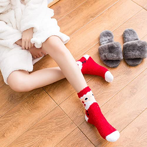 Image of Toes Home Fuzzy Socks for Women, 6 Pairs Cozy Winter Fluffy Slipper Socks