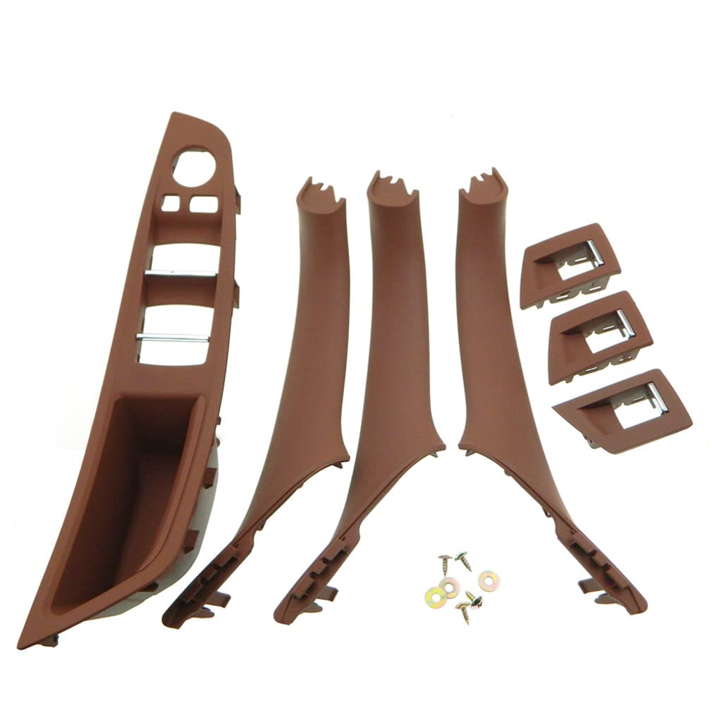 Sprwinautummer Reddish-Brown 7PCS Door Handle Kit/ABS Inner Door Pull Handle Trim Cover Panel 51417359283 51417261933 Replacement for BMW 5 Series F10 F11 520i 528i 535i ActiveHybrid 5 2014-2016