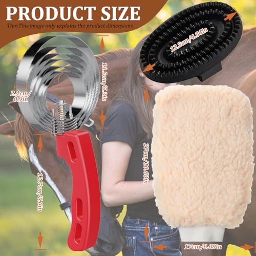 Rubber Curry Comb with Handle, Horse Grooming Brush & Shampoo Brush for Dogs, Cats & Horses, Pet Bathing & Shower Supplies - Image 2