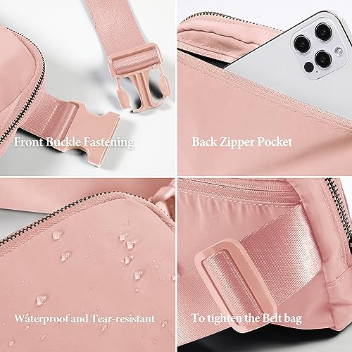 Image of ODODOS Unisex Mini Belt Bag with Adjustable Strap Small Fanny Pack for Workout Running Traveling Hiking, Light Pink