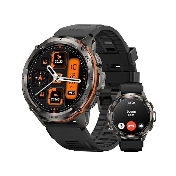 AMAZTIM GPS Smart Watch for Men, 6 Satellite Positioning, Compass, Stainless Steel Body, 50M Waterproof, 480mAh Extra-Large Battery, Answer/Make Call, 1.43″ AMOLED Screen, Compatible for Android iOS