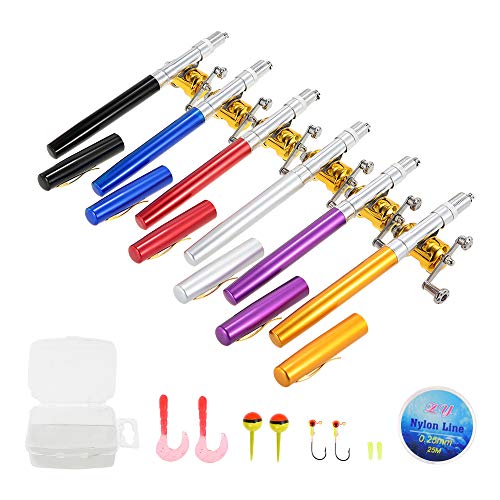 Andoer Conjunto combinado de cana de pesca e molinete Caneta de bolso telescópica Vara de pesca com