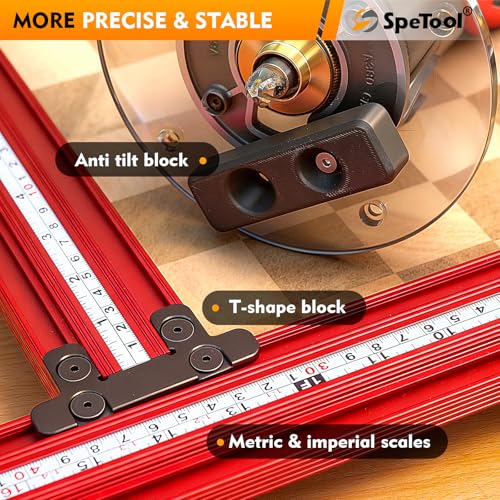SpeTool Juice Groove Router Jig, Adjustable Router Jigs and Templates for Cutting Board with Metric/Imperial Scales, Variable Planning Jig for Woodworking Up to 25.8” x 25.8”, Aluminum by SpeTool - Image 3