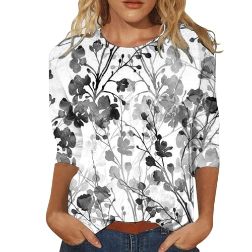 Blusa feminina com estampa floral de verão manga 3/4 2024 vintage casual macia túnica blusas elegant