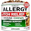 YUMAS Dog Allergy Relief Chews Dog Itching Skin Relief Treatment Pills 170 Treats Anti Itch Chewables Itchy and Paw Licking Hot Spots Omega 3 Fish Oil Dry Skin Coat Supplement