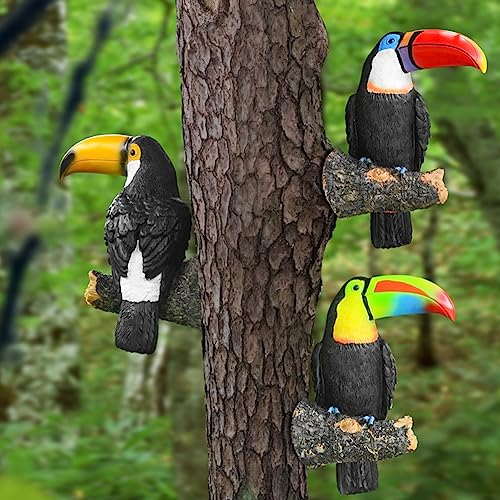 NORHOR Garden Statues,Garden Ornaments,Simulation Toucan Figurine,Resin Fake Birds Crafts Garden Animal Statue Tree Hanging Pastoral Decoration Pendant Outdoor Yard Decor - Image 3