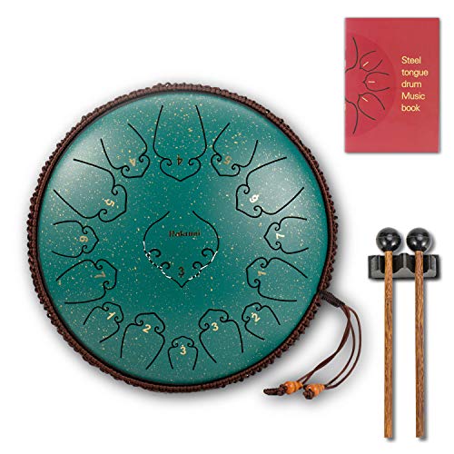 14 Inch 15 Note Steel Tongue Drum Percussion Instrument Lotus Hand Pan Drum with Ultra Wide Range and Drum Mallets Carry Bag - Thumbnail 2