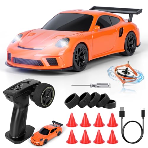 Joellfuner Coche Teledirigido Drift Pro, 1:43 Mini Drift RC Car, 4WD Coche Radiocontrol con Giroscopios y Luces LED, 15km/h, Coche Teledirigido de Juguete para Niños de 14+ Años