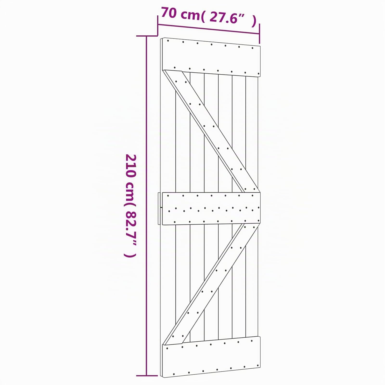 vidaXL Porta scorrevole 70 x 210 cm Naturale e Nero