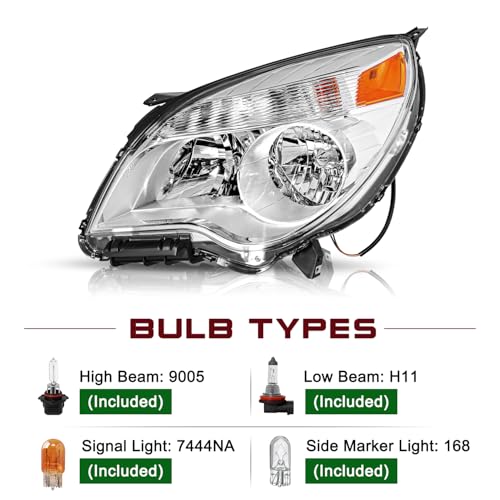 JSBOYAT 2010–2015 Chevy Equinox Headlights | OEM Halogen Replacement with Bulbs - Image 3