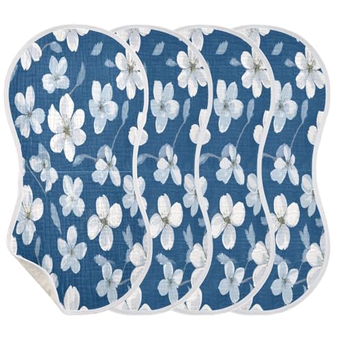 Flower Plant Burp Cloths Cotton Baby Washcloths,Large 22x11in Burping Cloth Absorbent and Soft for Newborn Baby Boys and Girls,4 Pack3