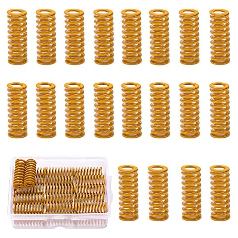 VooGenzek 20 PCS 3D Compression Springs, 3D Printer Springs, for Creality CR-10 10S S4 Ender 3 Motherboard Bottom Connect Leveling, 8 x 20mm Die Springs, Yellow Cover