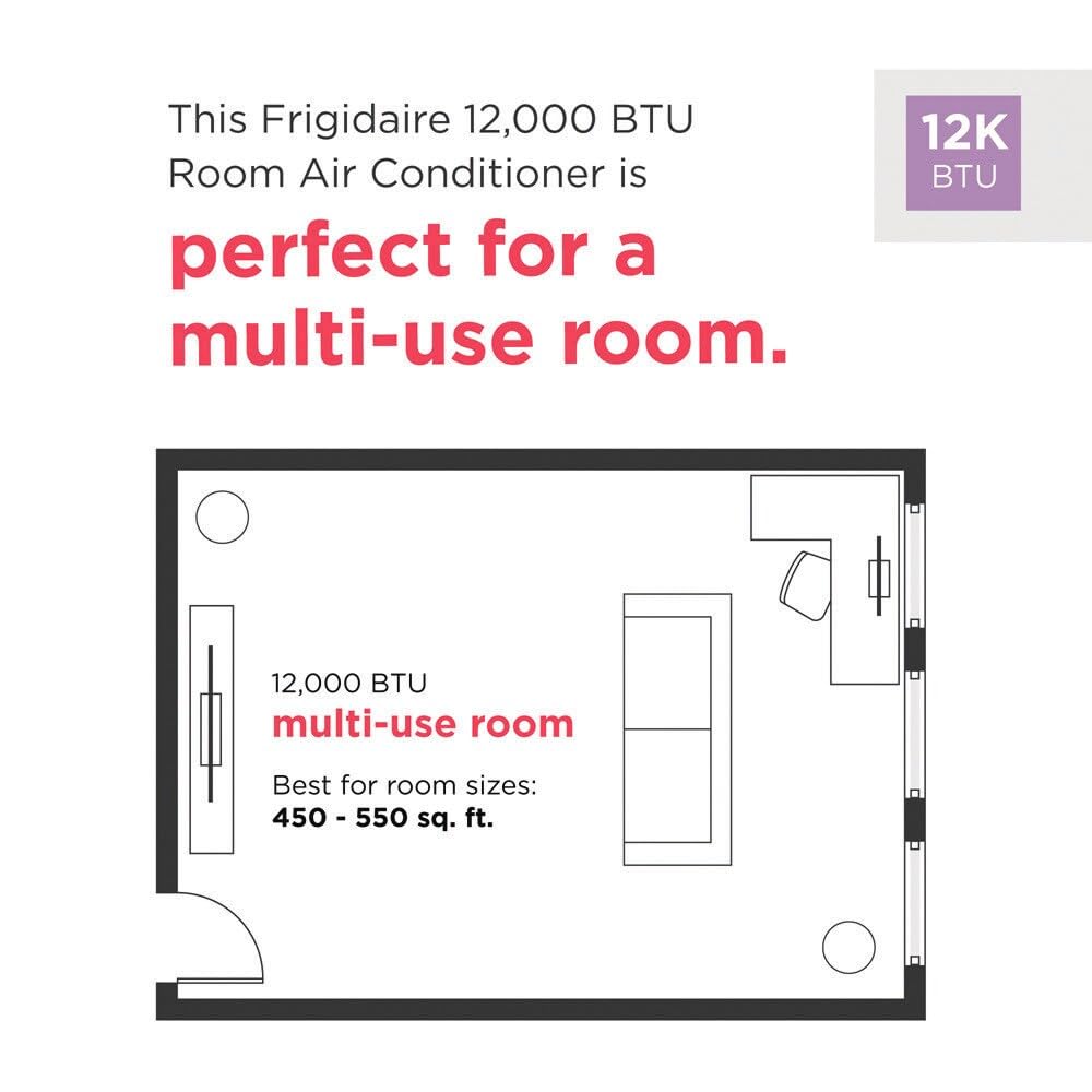 Frigidaire Through-the-Wall Room Air Conditioner, Remote Control, Washable Filter, Timer & Sleep Mode, 115/120V, White (12,000) - Detailed View