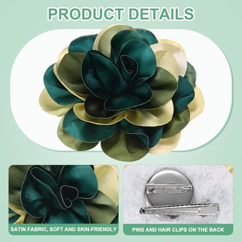Image of M METERXITY Extra Large Rose Flower Brooches, Lapel Pins Dainty Satin Fabric Big Camellia Oversized Brooch Pin for Women