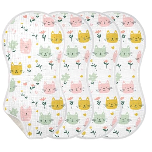 Cat Cotton Burp Towels for Baby Soft and Absorbent Baby spit up Rags for Unisex Set of 2, 22x11in3