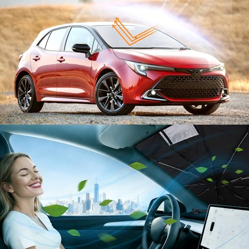 Image of Windshield Sun Shade Umbrella for 2020-2026 Toyota Corolla | Full covered for windshield, Block UV Rays, Heat Reduction, Easy to install, Durable & Fold Up Small