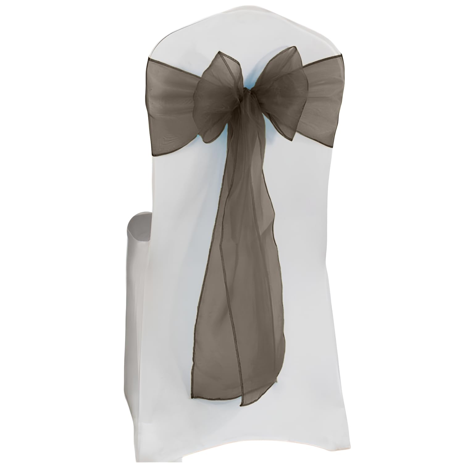 Elegant Event Essentials – Set of 10 - Organza Chair Tie Sashes - Wider Fuller Cover for Wedding Decorations, Birthday, Banquets & Party Events - Chair Cover Sheer Bows, Ribbon - Dark Grey