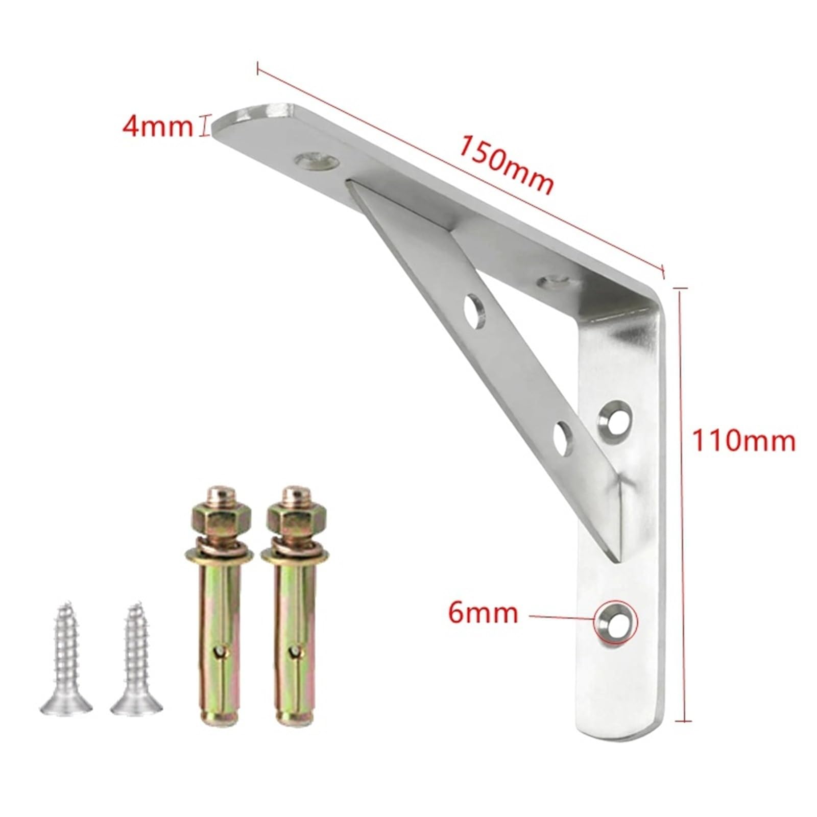 Paquete de 2 soportes de estante Heavy Duy riangle de 150500 mm, soporte de sellado de 4 mm, ideal para estanterías de pared, hogar y oficina, organización Srong & Design