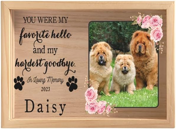 Personalised In Loving Memory Wooden Photo Frame Light, You Were My Favorite Hello and My Hardest Goodbye, Custom Night Light Photo Box, Chow Chow