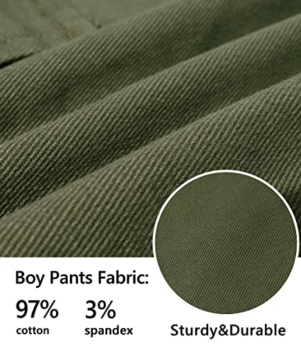 Tlaenson Boys Cargo Pants Kids Twill Jogger For Youths Boy Pull On School Adjustable Waist Pants Army Green Size 170 13-14 Years #TOP2
