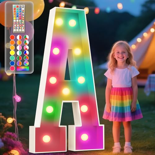Ledido 4FT Colorful Marquee Light Up Letter A for Party