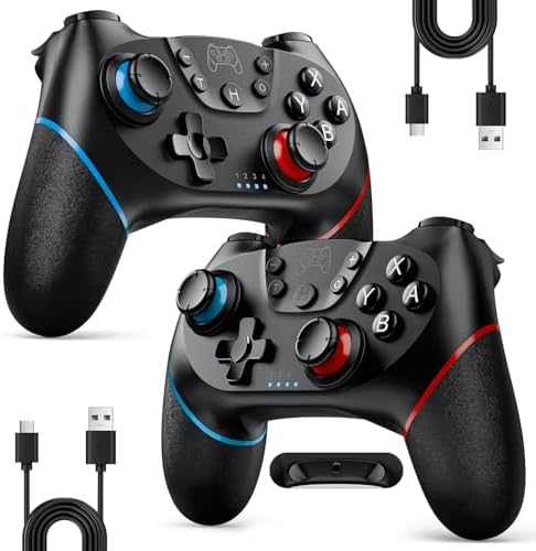 Wireless Controller for Switch 2/Switch/Lite/OLED, 2 pack, Turbo/Ergonomic (Black&Black)